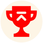 Trophy icon pointing to the top row as an example of a top line win on a bingo card.