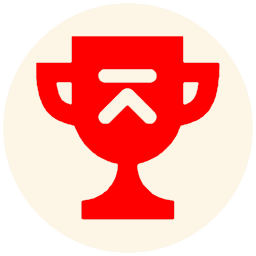 Trophy icon pointing to the top row as an example of a top line win on a bingo card.